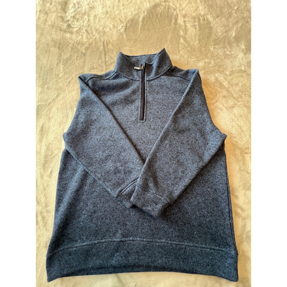 Tommy Bahama 1/4 Zip Pullover Mens Medium Blue Herringbone Fleece Sweater